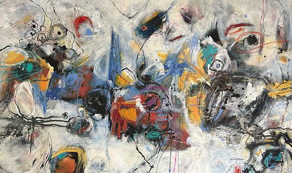 Abstract Painting Acrylic on Canvas - Size 60 x 36 in - Title: Cycles